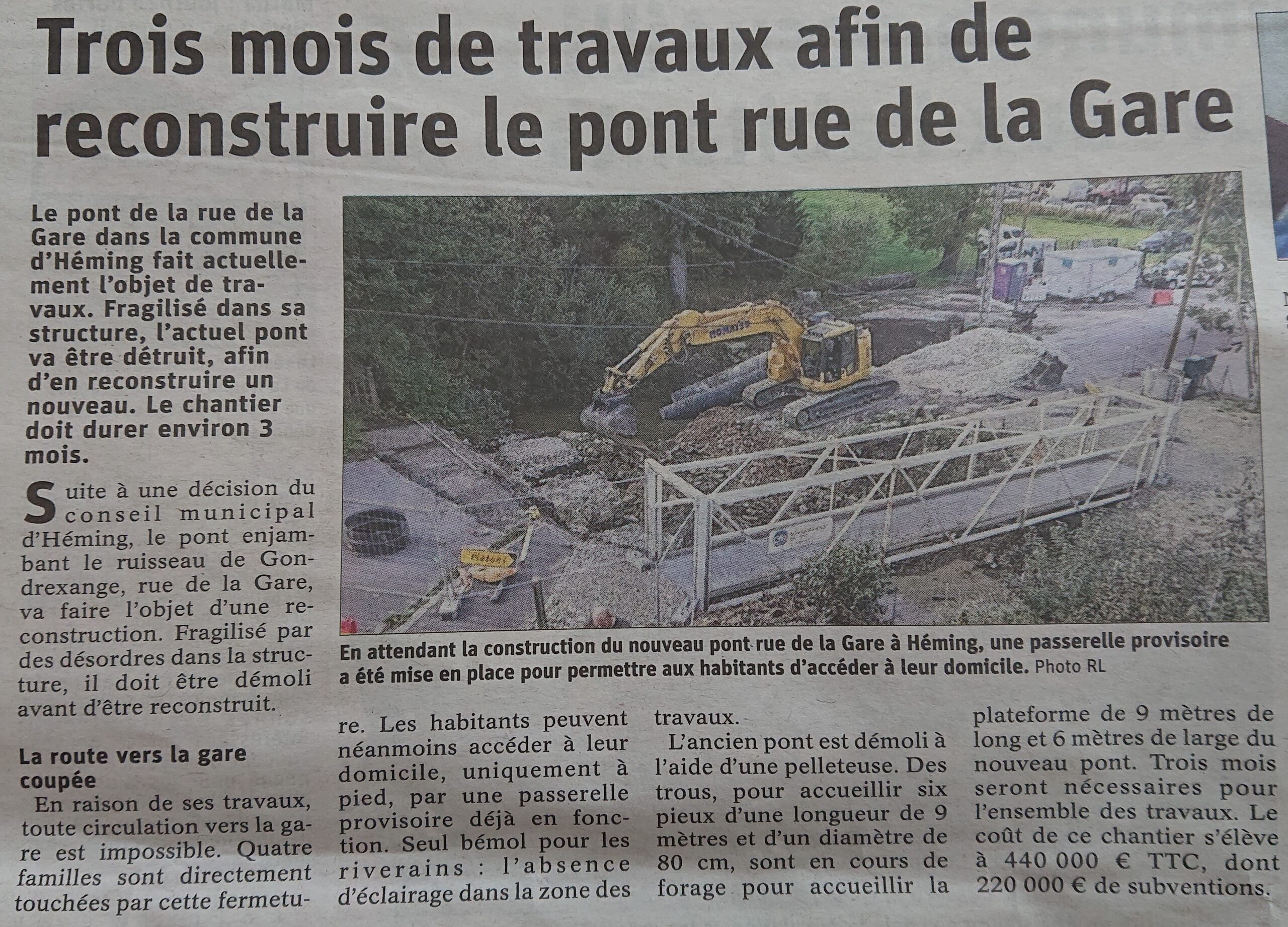 Article travaux pont RL